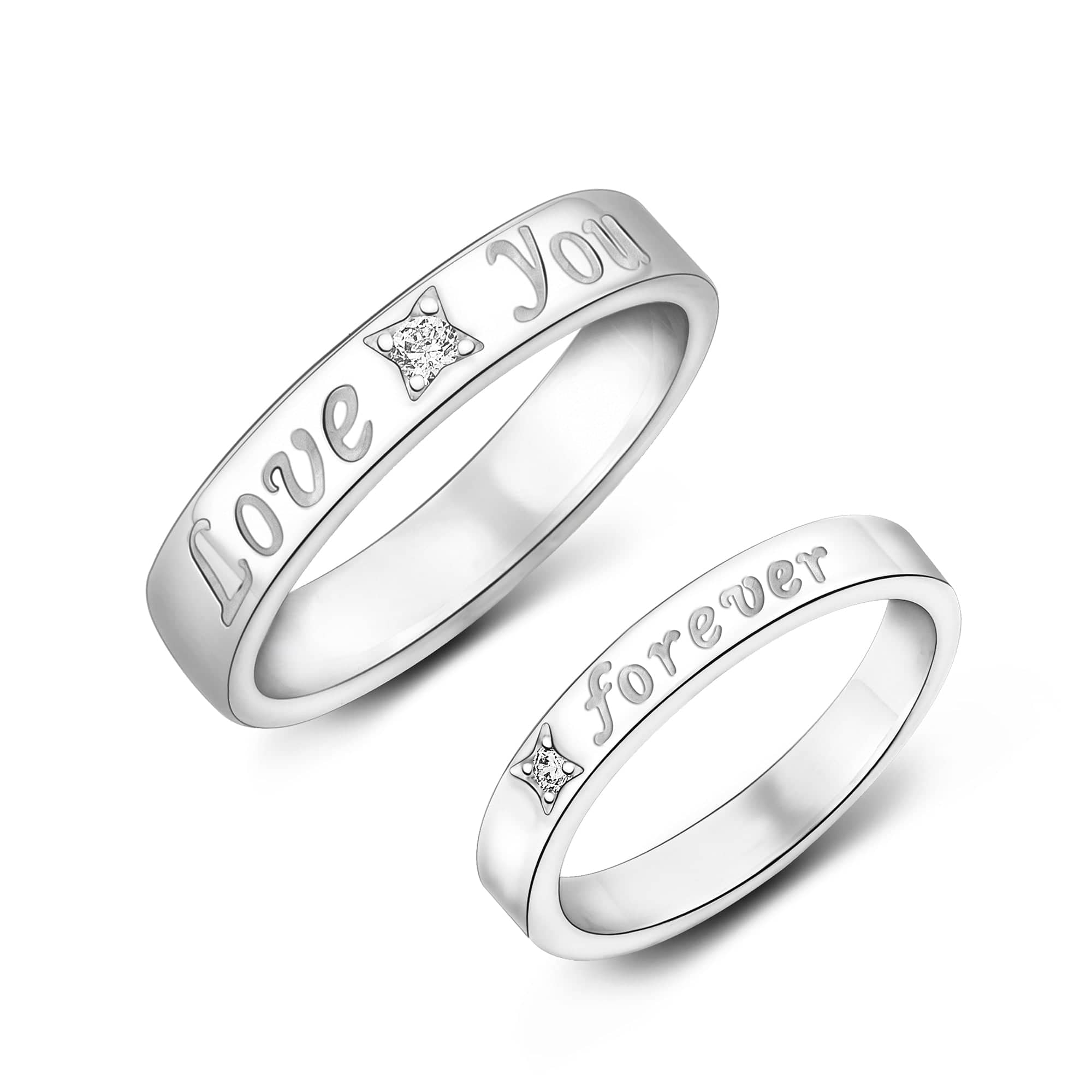 Buy Dainty Heart Couple Ring Matching Heart Ring for Couples Heart Promise  Ring Set Gifts for Girlfriend/Boyfriend Silver at Amazon.in